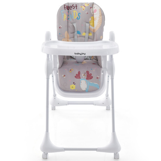 3-In-1 Convertible Highchair with Adjustable Height and 5-Point Safety Belt and Lockable Wheels-Gray - Color: Gray - Image 4
