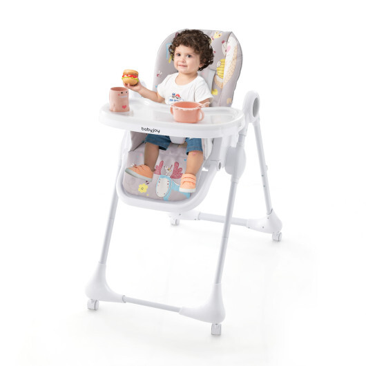 3-In-1 Convertible Highchair with Adjustable Height and 5-Point Safety Belt and Lockable Wheels-Gray - Color: Gray - Image 5