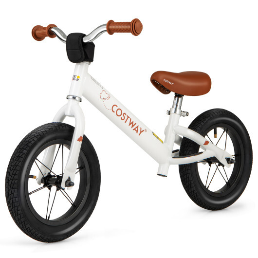 12 Inch Toddler Balance Bike with Height Adjustable Handlebar and Seat-White - Color: White