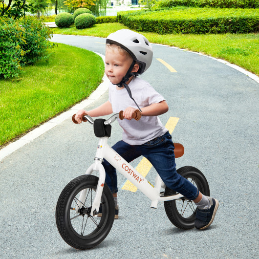 12 Inch Toddler Balance Bike with Height Adjustable Handlebar and Seat-White - Color: White - Image 5