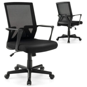 Ergonomic Desk Chair with Lumbar Support and Rocking Function-Black - Color: Black