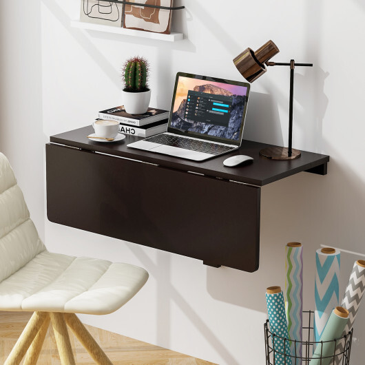 31.5 x 23.5 Inch Wall Mounted Folding Table for Small Spaces-Brown - Color: Brown - Image 2