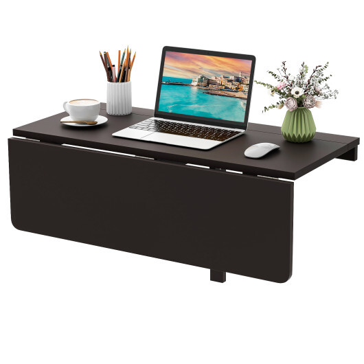 31.5 x 23.5 Inch Wall Mounted Folding Table for Small Spaces-Brown - Color: Brown - Image 4