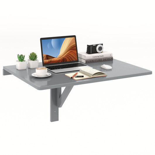 31.5 x 23.5 Inch Wall Mounted Folding Table for Small Spaces-Gray - Color: Gray