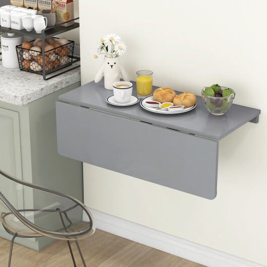 31.5 x 23.5 Inch Wall Mounted Folding Table for Small Spaces-Gray - Color: Gray - Image 3