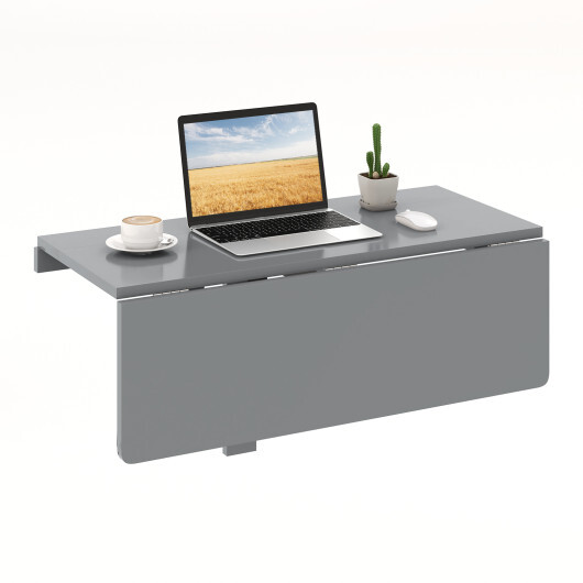 31.5 x 23.5 Inch Wall Mounted Folding Table for Small Spaces-Gray - Color: Gray - Image 4