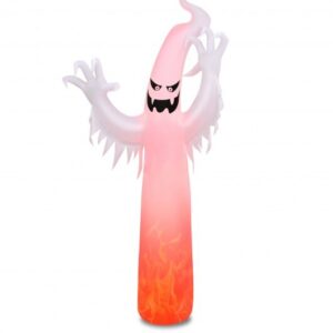12 Feet Halloween Inflatable Decoration with Built-in LED Lights - Color: White - Size: 12 ft
