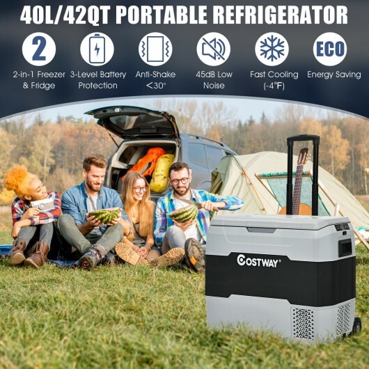 42 QT Portable Dual-Zone Car Refrigerator-Gray - Color: Gray - Image 3