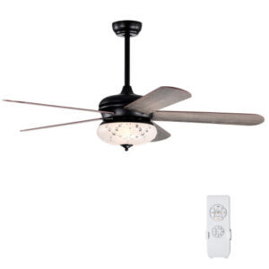 52 Inches Ceiling Fan with Remote Control-Oak - Color: Oak