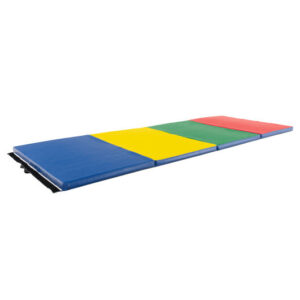4-Panel PU Leather Folding Exercise Mat with Carrying Handles-Multicolor - Color: Multicolor
