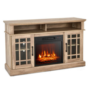 48 Inch Electric Fireplace TV Stand with Cabinets for TVs Up to 55 Inch-Natural - Color: Natural - Size: 48 inches