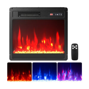 18 Inch Electric Fireplace Insert Fireplace Heater with Overheat Protection - Color: Black - Size: 18 inches