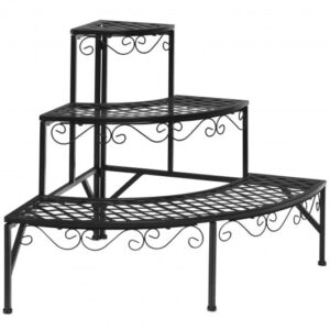 3 Tier Metal Corner Plant Display Rack - Color: Black - Size: 3-Tier