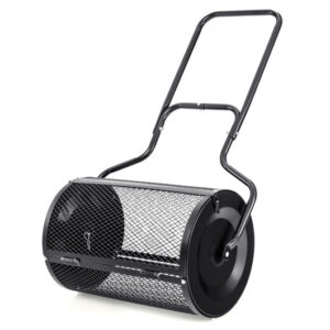 24" Peat Moss Spreader with Upgrade Side Latches and U-shape Handle-Black - Color: Black