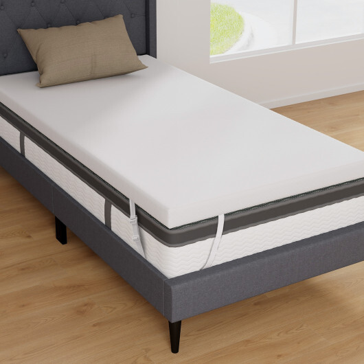 3 Inch Gel-Infused Memory Foam Mattress Topper with Removable Cover-Twin Size - Color: White - Size: Twin Size