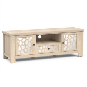55 Inch Retro TV Stand Media Entertainment Center with Mirror Doors and Drawer-Natural - Color: Natural