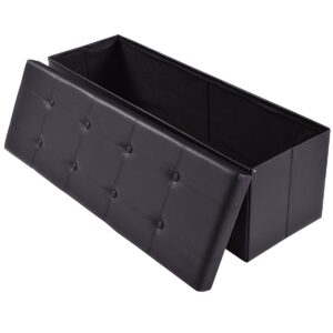 45 Inches Large Folding Ottoman Storage Seat-Black - Color: Black