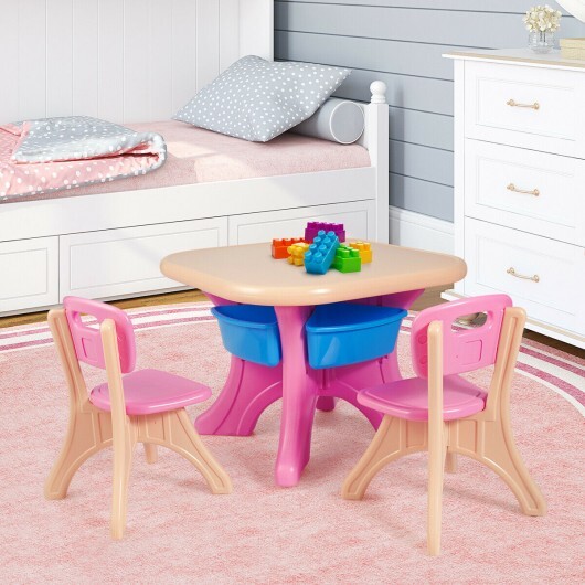 In/Outdoor 3-Piece Plastic Children Play Table & Chair Set - Color: Multicolor - Image 4