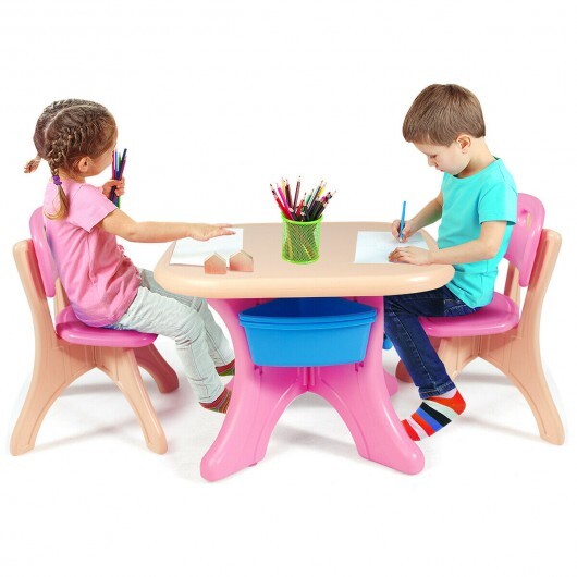In/Outdoor 3-Piece Plastic Children Play Table & Chair Set - Color: Multicolor - Image 5