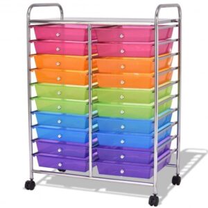 20 Drawers Storage Rolling Cart Studio Organizer-Multicolor - Color: Transparent Multicolor