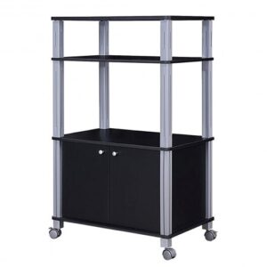 Microwave Rack Stand Rolling Storage Cart-Black - Color: Black