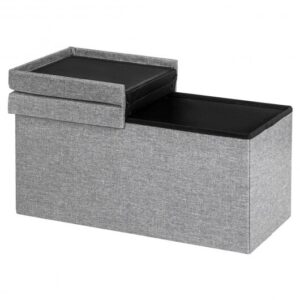 30 Inch Folding Storage Ottoman with Lift Top-Light Gray - Color: Light Gray