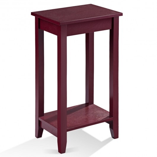 Tall Wooden Sofa End Table Side Table - Color: Brown