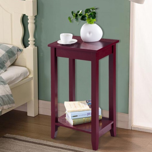 Tall Wooden Sofa End Table Side Table - Color: Brown - Image 2