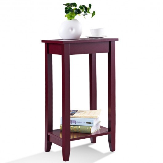Tall Wooden Sofa End Table Side Table - Color: Brown - Image 5