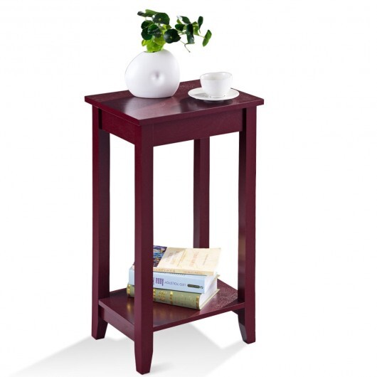 Tall Wooden Sofa End Table Side Table - Color: Brown - Image 6