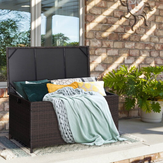 Outdoor Wicker Storage Box with Zippered Liner-50 Gallon - Color: Brown - Size: 50 Gallon - Image 5