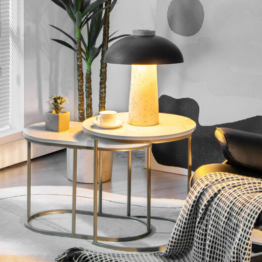 Modern Nesting Coffee Table Set of 2-White - Color: White - Image 2