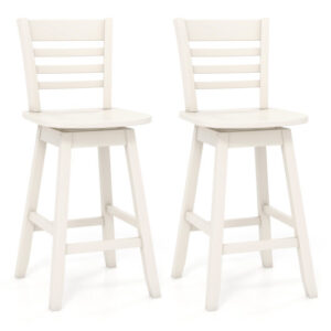 Counter Height Barstools Set of 2 with Footrest for Kitchen Island Bar-Cream White - Color: Cream White