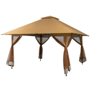 13 x 13 Feet Pop-up Instant Canopy Tent with Mesh Sidewall-Coffee - Color: Coffee