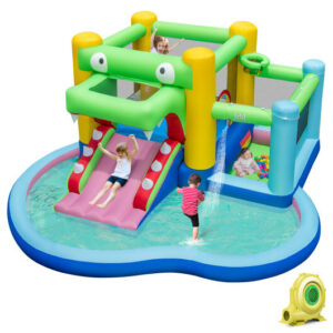Inflatable Bounce House with Slide and Splash Pooland and 680W Blower - Color: Multicolor