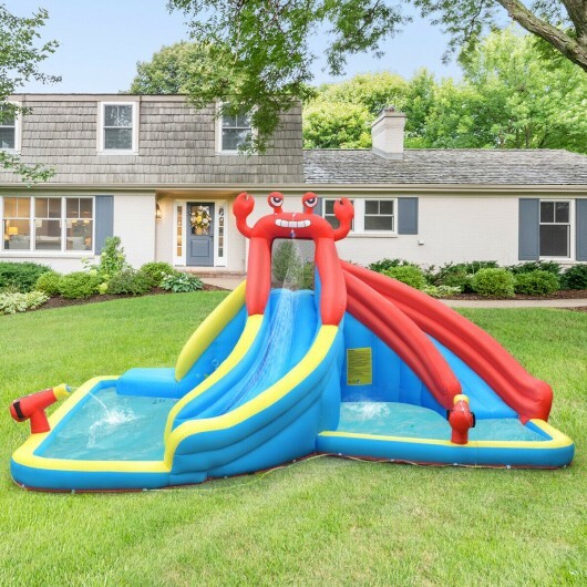 Inflatable Water Slide Crab Dual Slide Bounce House without Blower - Color: Blue - Image 3