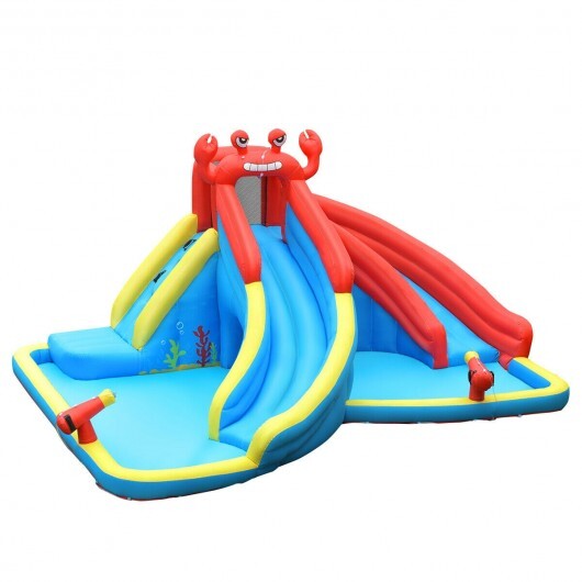 Inflatable Water Slide Crab Dual Slide Bounce House without Blower - Color: Blue - Image 6