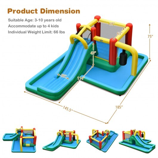 Slide Water Park Climbing Bouncer Pendulum Chunnel Game without Air-blower - Color: Blue - Image 4