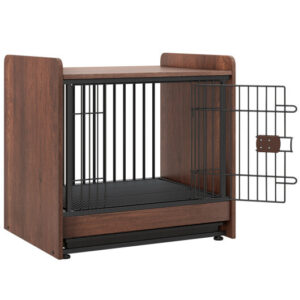 Dog Crate Indoor Dog Cage with Removable Tray and Lockable Door - Color: Rustic Brown