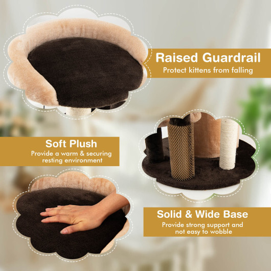 40 Inch Cat Tree Tower Multi-Level Activity Tree with 2-Tier Cat-Hole Condo-Brown - Color: Brown - Image 5