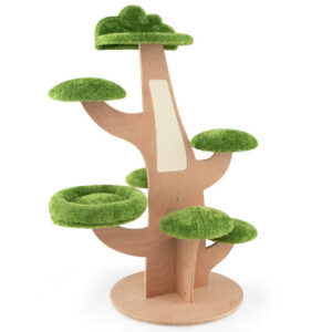 50 Inch Pine Shape Cat Tree for Indoor Cats with Sisal Scratching Board-Green - Color: Green