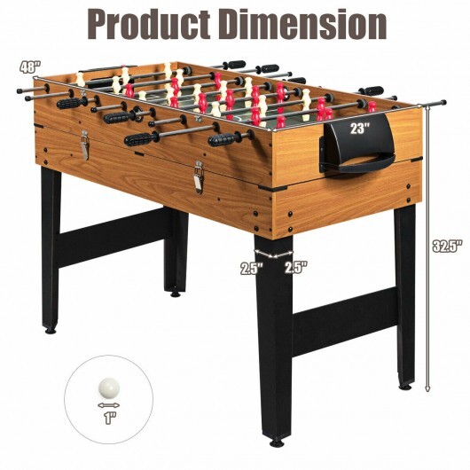 48 Inch 3-In-1 Multi Combo Game Table with Soccer for Game Rooms - Color: Natural - Image 3