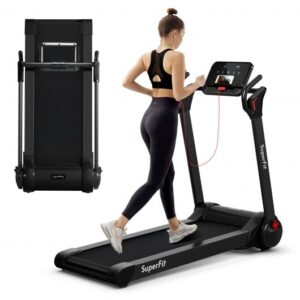 2.25 HP Electric Motorized Folding Running Treadmill Machine with LED Display-Black - Color: Black