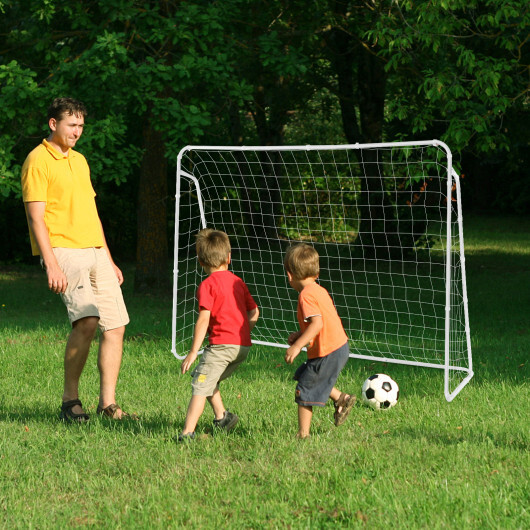Soccer Goal for Backyard with Heavy Duty Frame and Ground Stakes - Color: White - Image 3