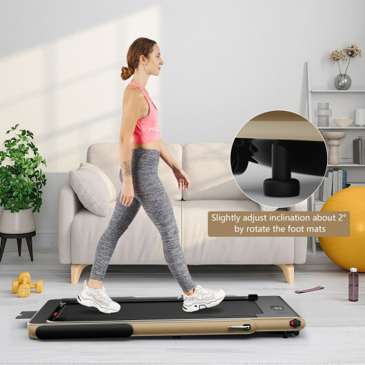 2.25HP 2 in 1 Folding Treadmill with APP Speaker Remote Control-Yellow - Color: Yellow - Image 2