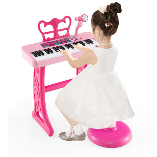 Kids Piano Keyboard 37-Key Kids Toy Keyboard Piano with Microphone for 3+ Kids-Pink - Color: Pink - Image 4